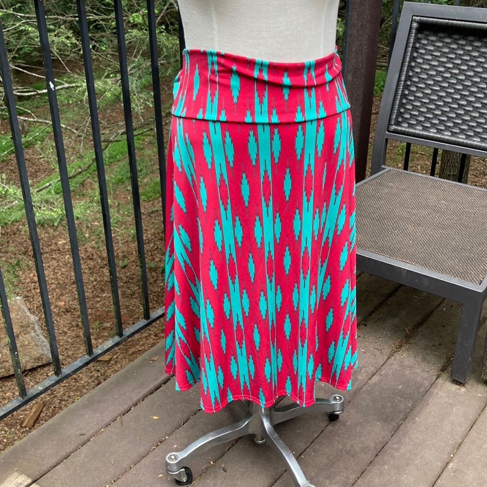 LuLaRoe bright colored skirt full length, pink/turquoise pattern sz. XL* - Picture 1 of 3